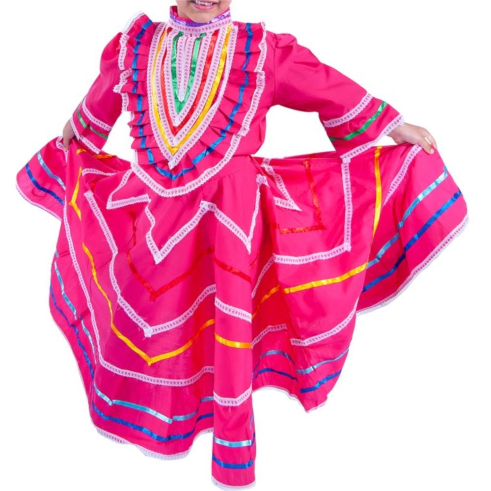 Vestido Jalisco de Niña KS-74141 Fuchsia - Girls Dress