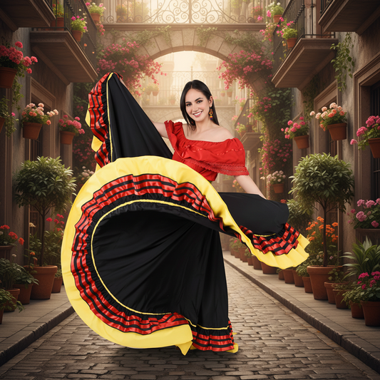 Mexican Dancing Skirt for Women NA-74302 - Falda Doble Vuelo