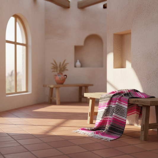 NA-Falsa-22PinkZarapeMexicanoYogaMatPicnicBlanketMexicanSerapeNancyAlvarezCollections