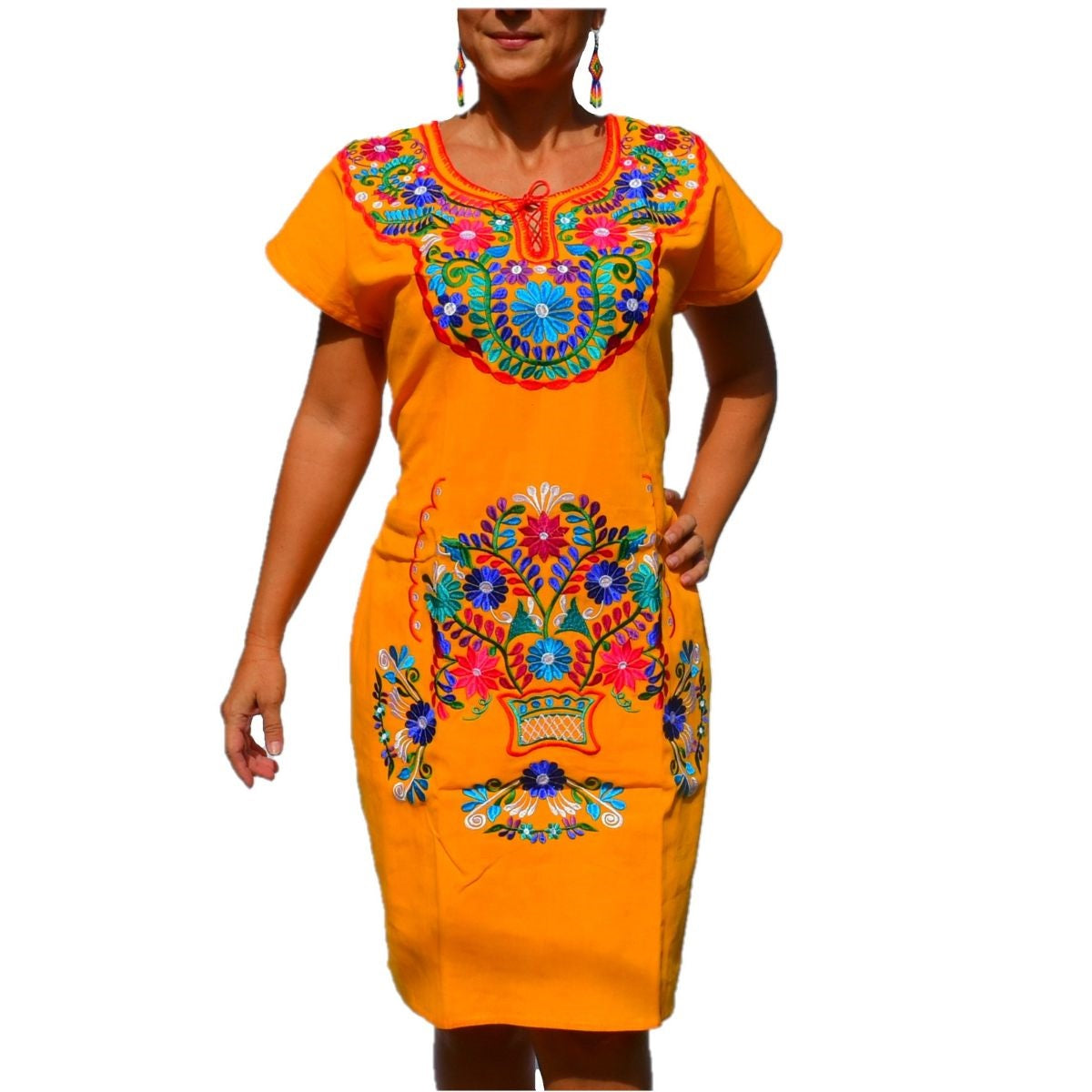 Mexican Embroidered Dress NA-TM-77121-Y