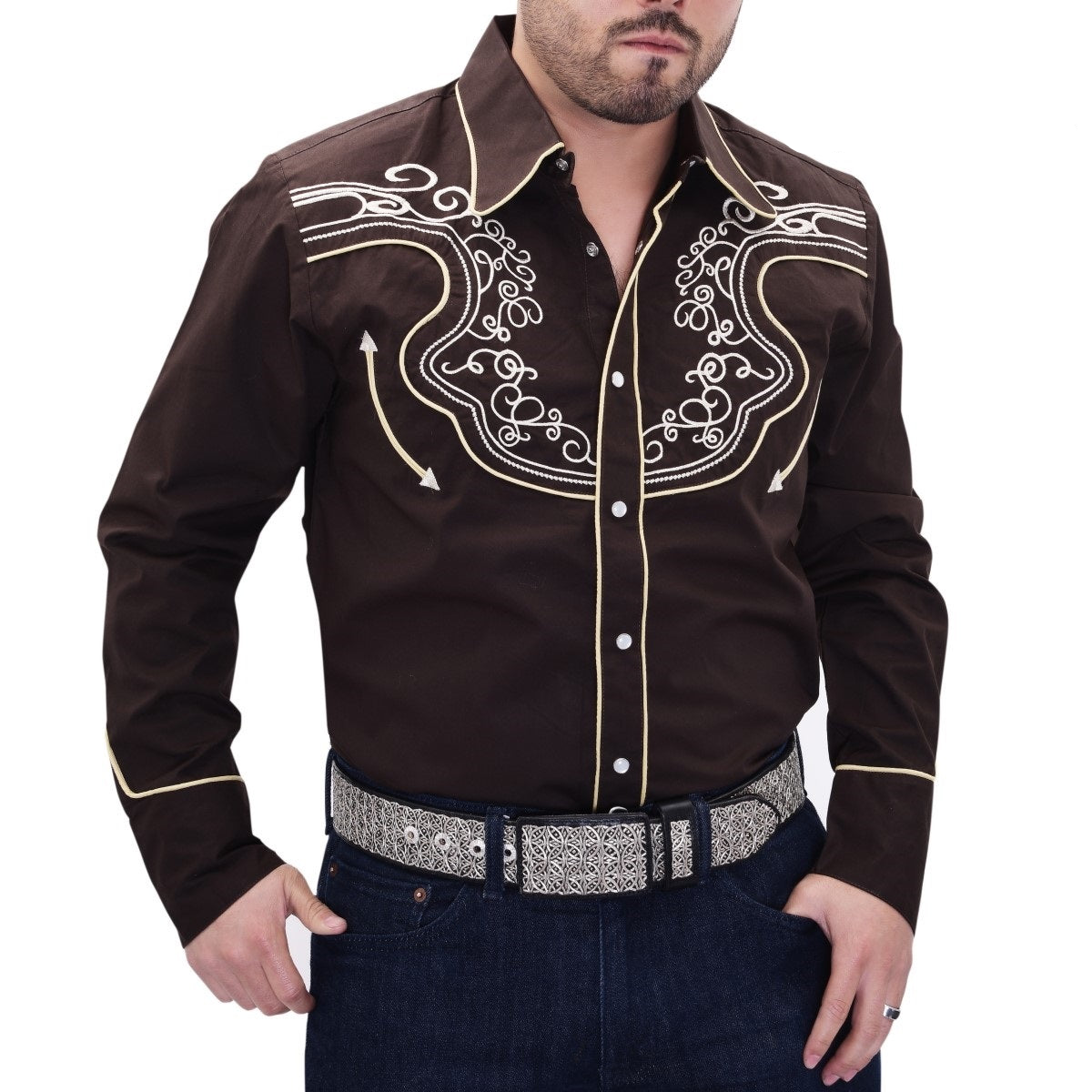 NA-WD0854Brown-beigeCamisaVaqueraparaHombresWesternShirtforMenNancyAlvarezCollections