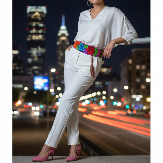 Mexican Embroidered Belt NA-TM-78055-B Pink