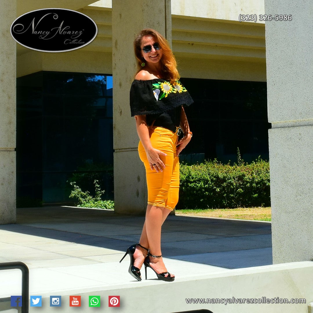 Embroidered Blouse NA-TM-77502 Black Blusa Bordada Mexicana