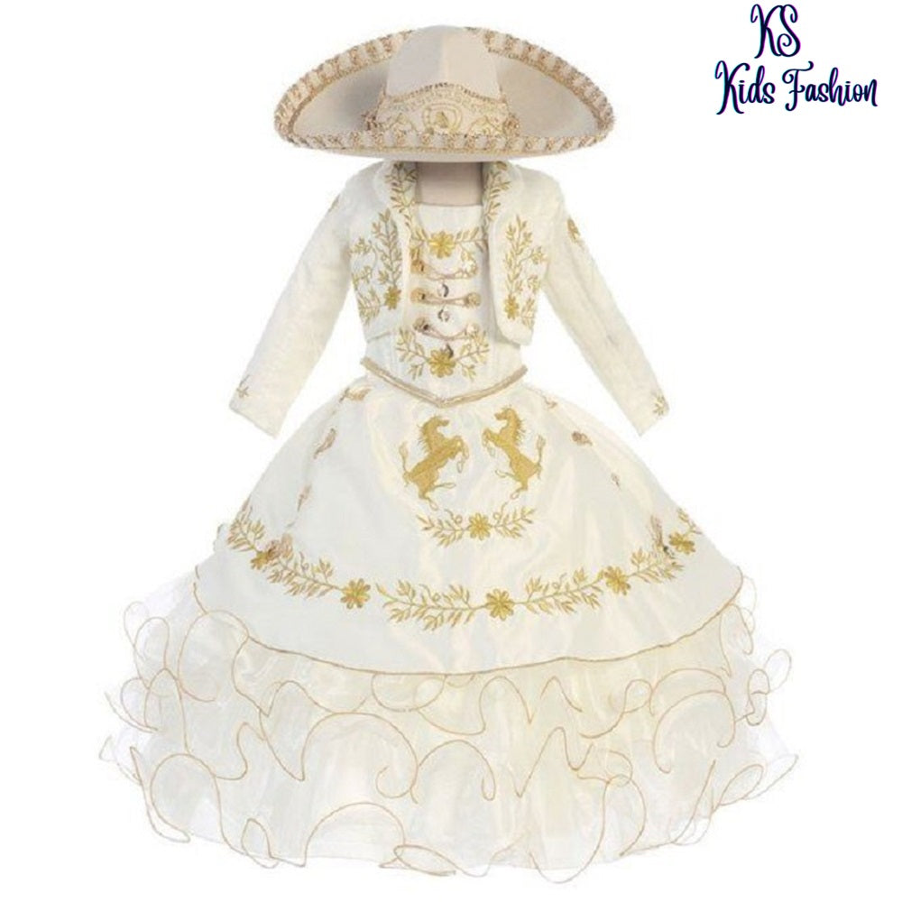 Traje Charro de Niña KS-76221 Beige - Charro Suit for Girls