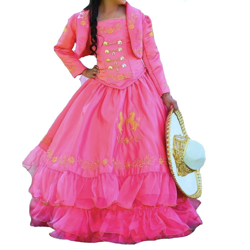 Traje Charro de Niña KS-76234 Fuchsia - Charro Suit for Girls