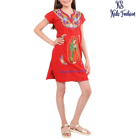 Vestido Bordado de Niña KS-77448 Red - Embroidered Dress for kids