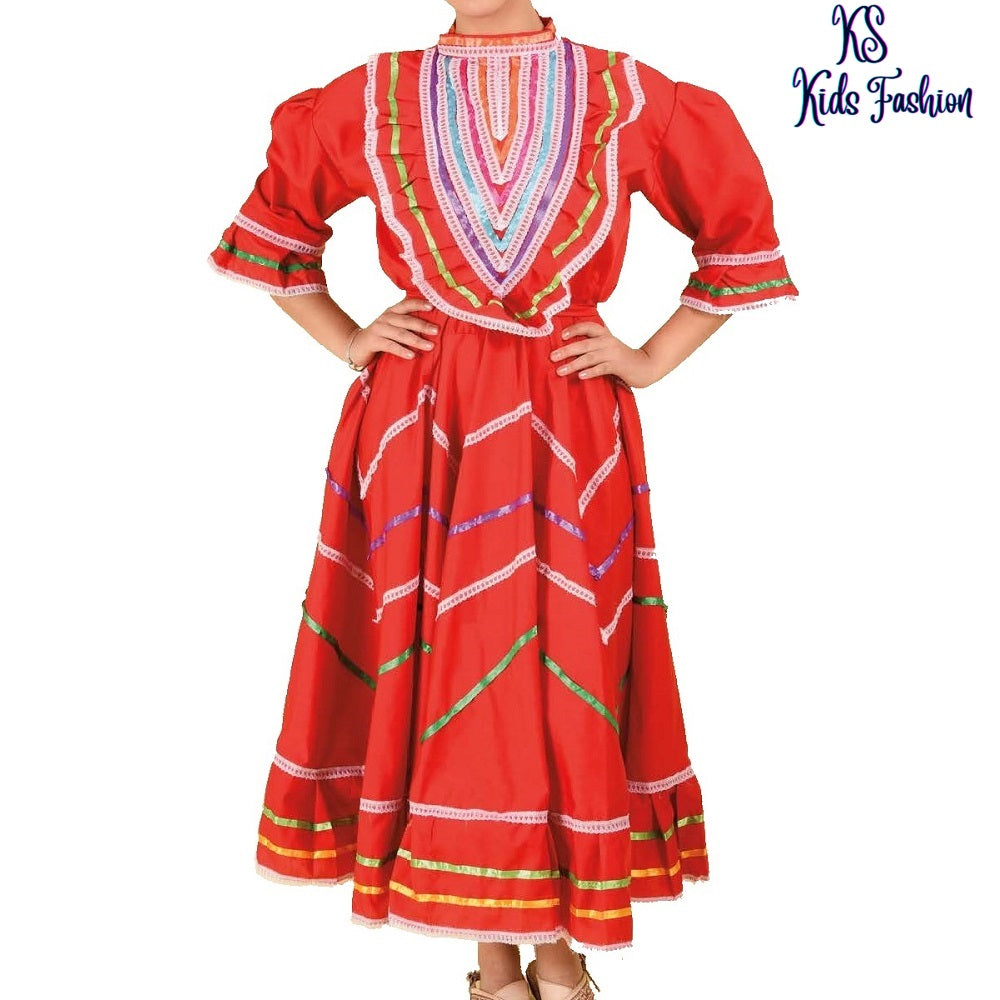 Vestido Jalisco de Niña KS-74134 Red - Girls Dress