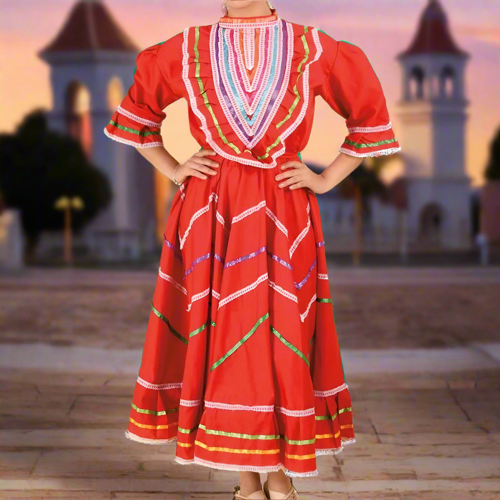 Vestido Jalisco de Niña KS-74134 Red - Girls Dress