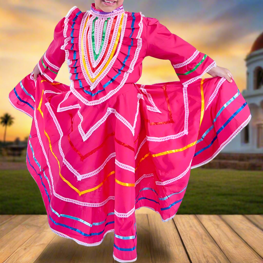 Vestido Jalisco de Niña KS-74141 Fuchsia - Girls Dress