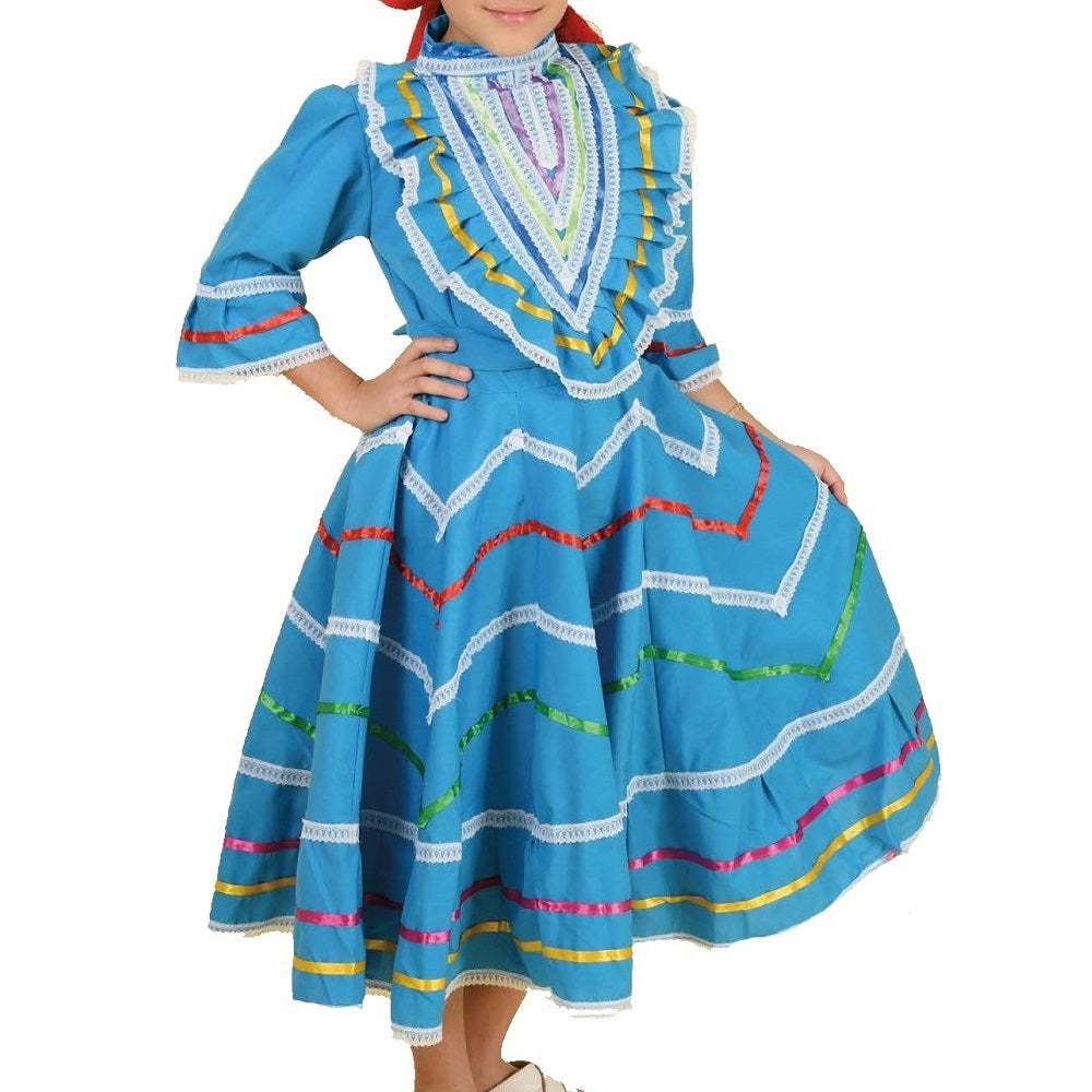 Vestido Jalisco de Niña KS-74142 Blue - Girls Dress