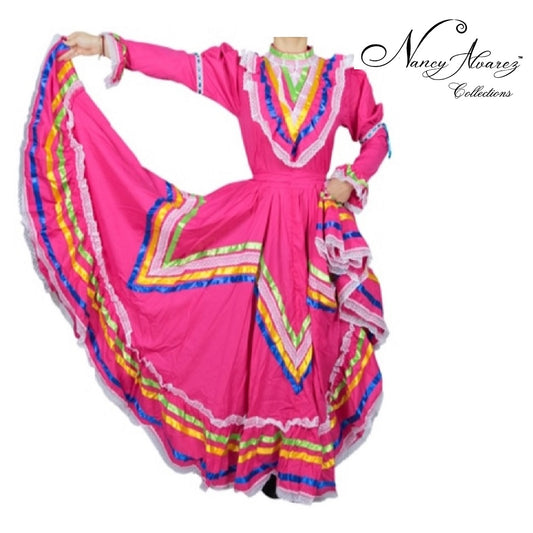 NA-74201FuchsiaVestidoFolkloricoProfesionalmujeresDobleVuelomexicanfolkloredancewomensdressNancyAlvarezCollections
