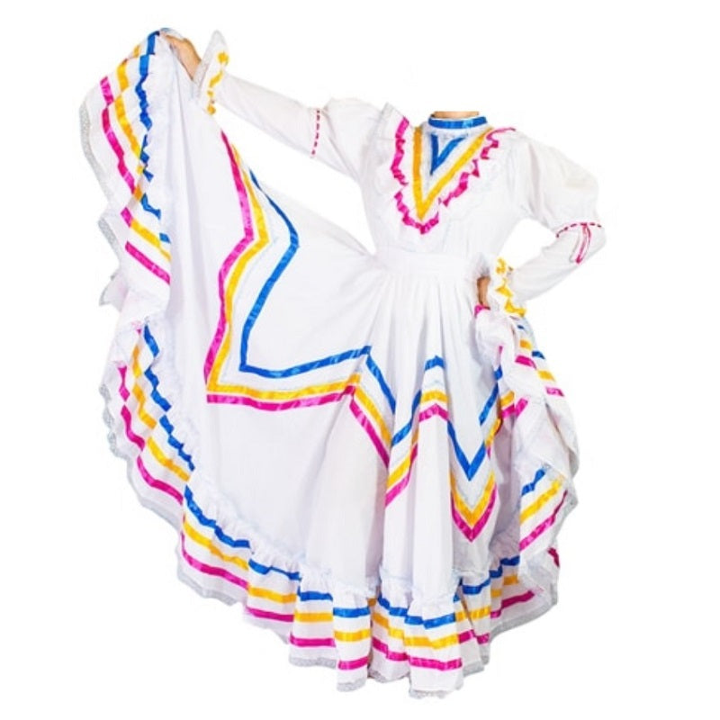 NA-74201WhiteVestidoFolkloricoProfesionalmujeresDobleVuelomexicanfolkloredancewomensdressNancyAlvarezCollections