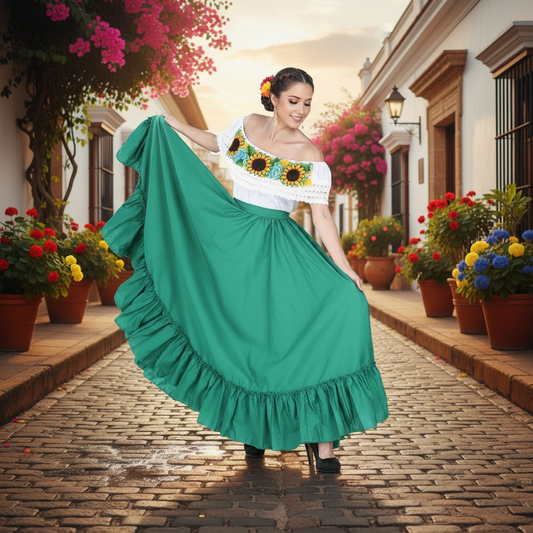 Mexican Dancing Skirt for Women NA-74205 - Falda Medio Vuelo