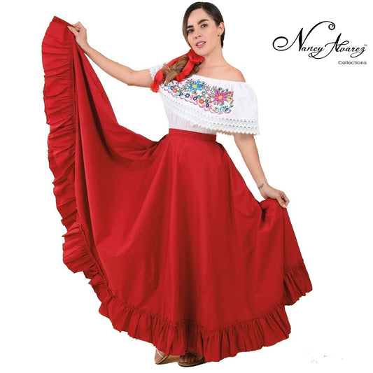 NA-74205RedFaldadeEnsayomedioVuelomujerMexicandancingskirtwomenNancyAlvarezCollections