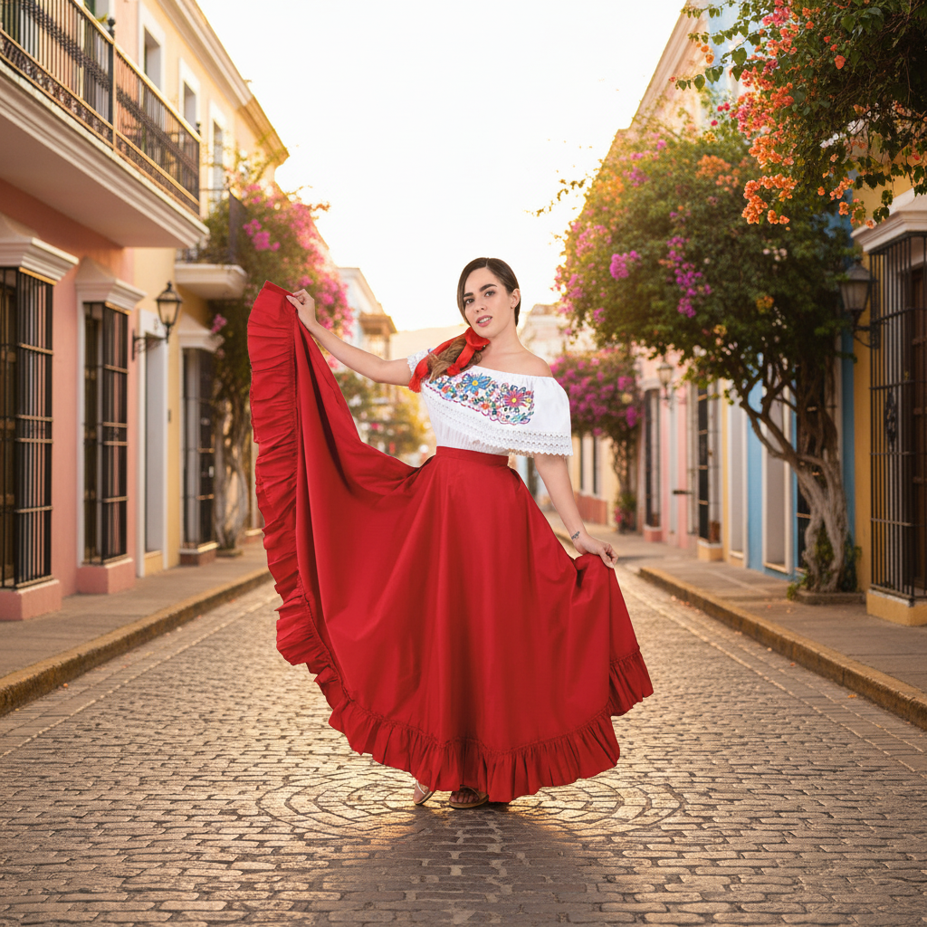 NA-74205RedFaldadeEnsayomedioVuelomujerMexicandancingskirtwomenNancyAlvarezCollections