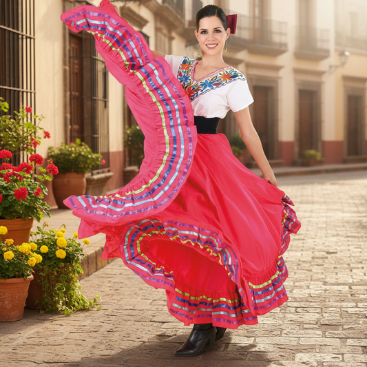 Mexican Dancing Skirt for Women NA-74275 - Falda Doble Vuelo