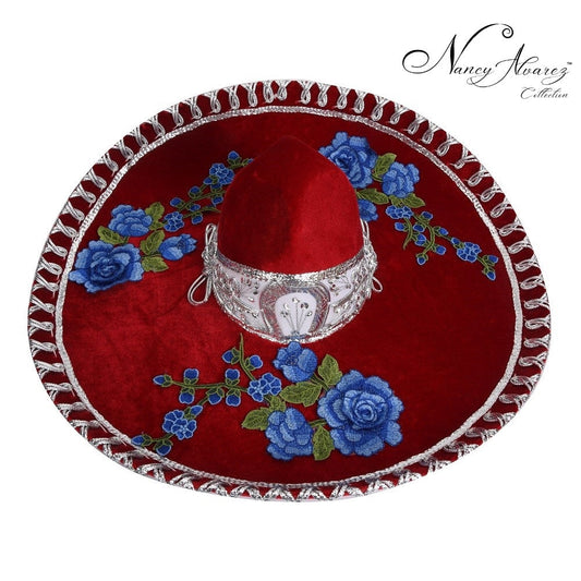 NA-TM-71235 Red-Gold With Flowers Sombrero Charro Nancy Alvarez Collection