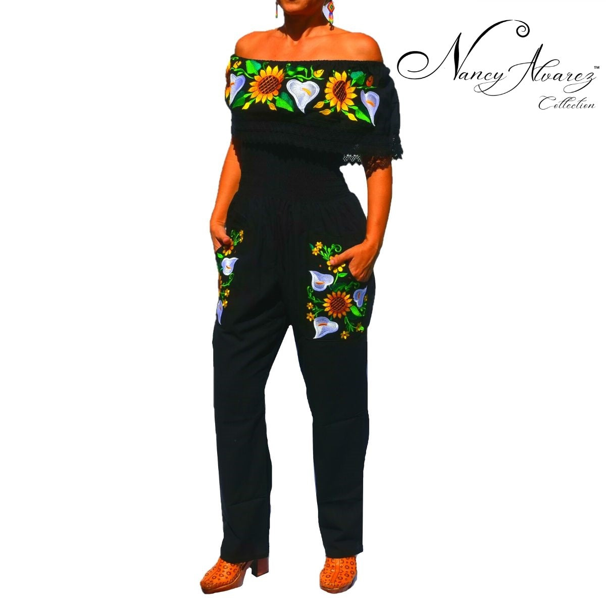 Mexican Embroidered Jumper NA-TM-79004-G Black