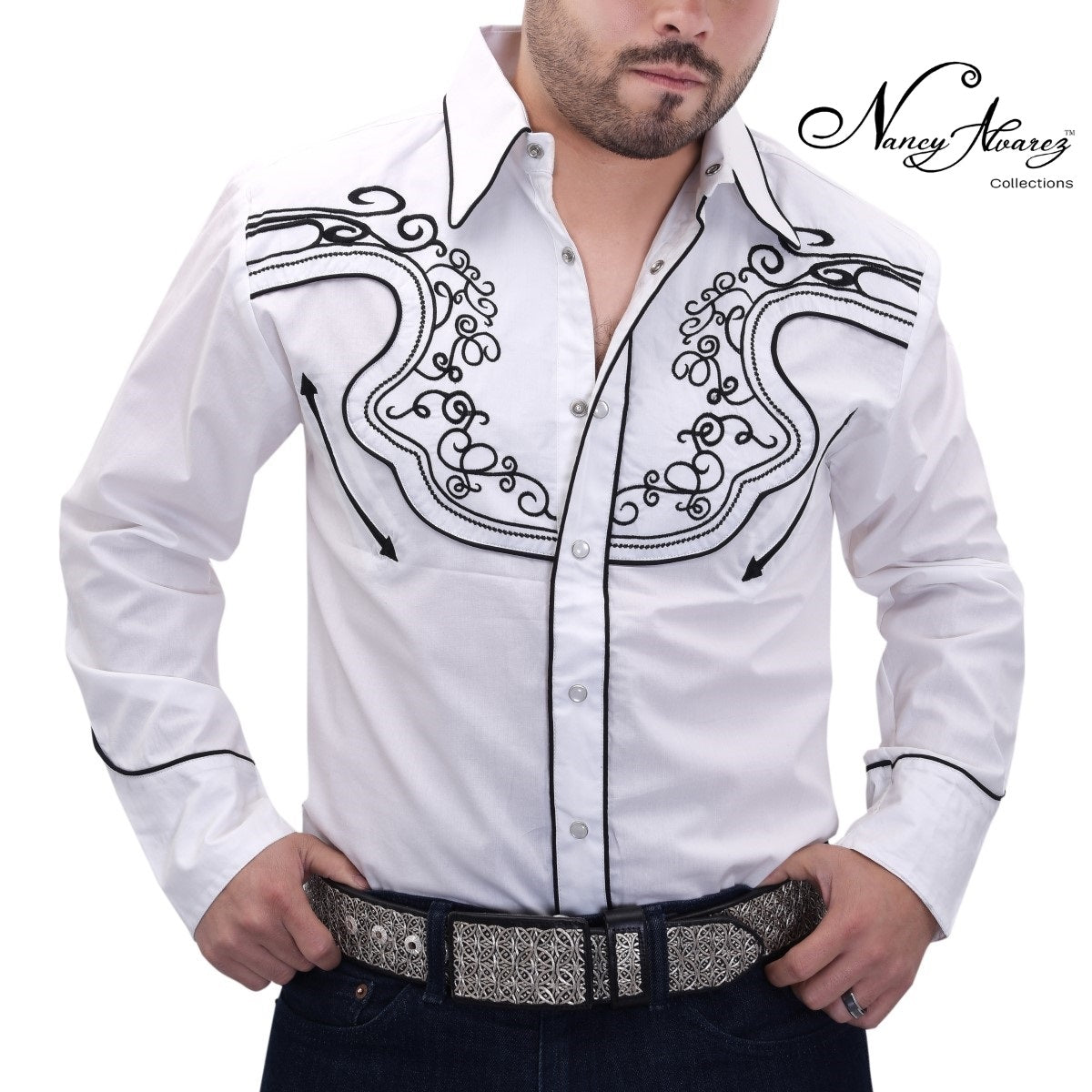 NA-WD0853WhiteCamisaVaqueraparaHombresWesternShirtforMenNancyAlvarezCollections