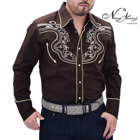 NA-WD0854Brown-beigeCamisaVaqueraparaHombresWesternShirtforMenNancyAlvarezCollections