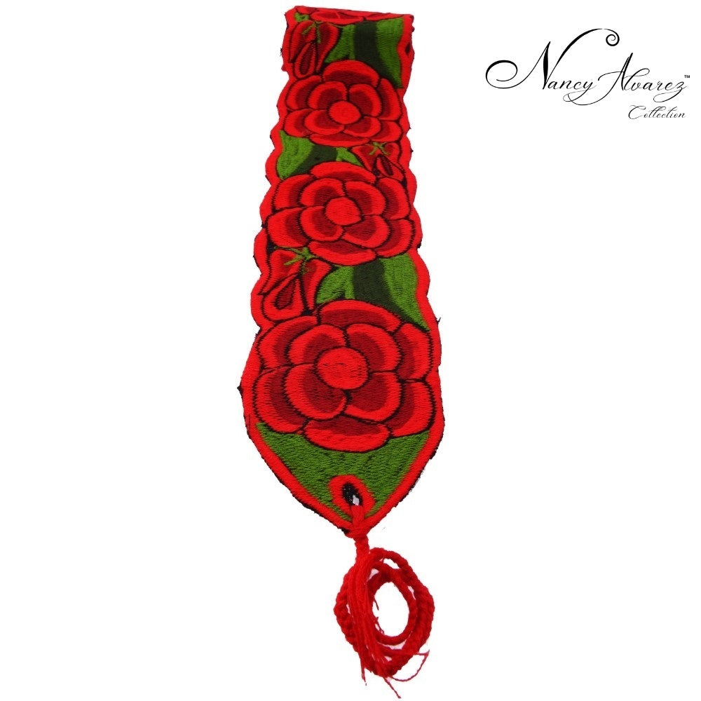 Mexican Embroidered Belt NA-TM-78055-A Red