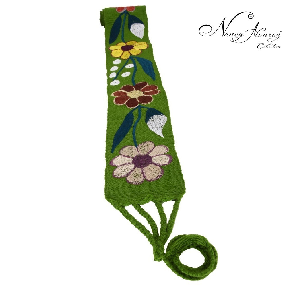 Mexican Embroidered Belt NA-TM-78055-F  Dark Green
