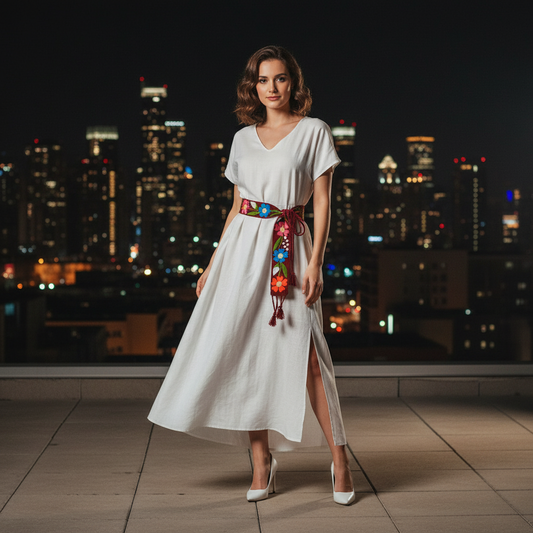 Mexican Embroidered Belt NA-TM-78055-G Wine